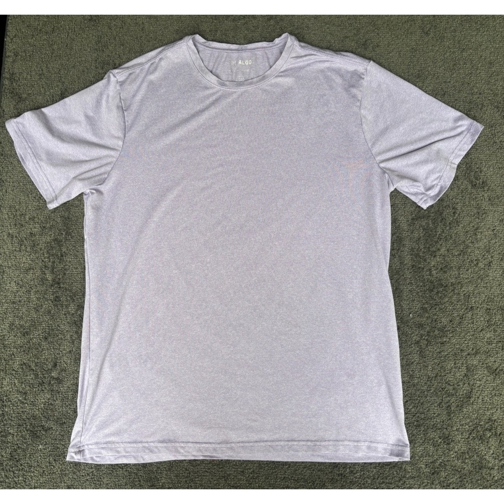 01.Algo T-Shirt Mens Large Light Purple Performance Crew Neck Quick Dry Pullover